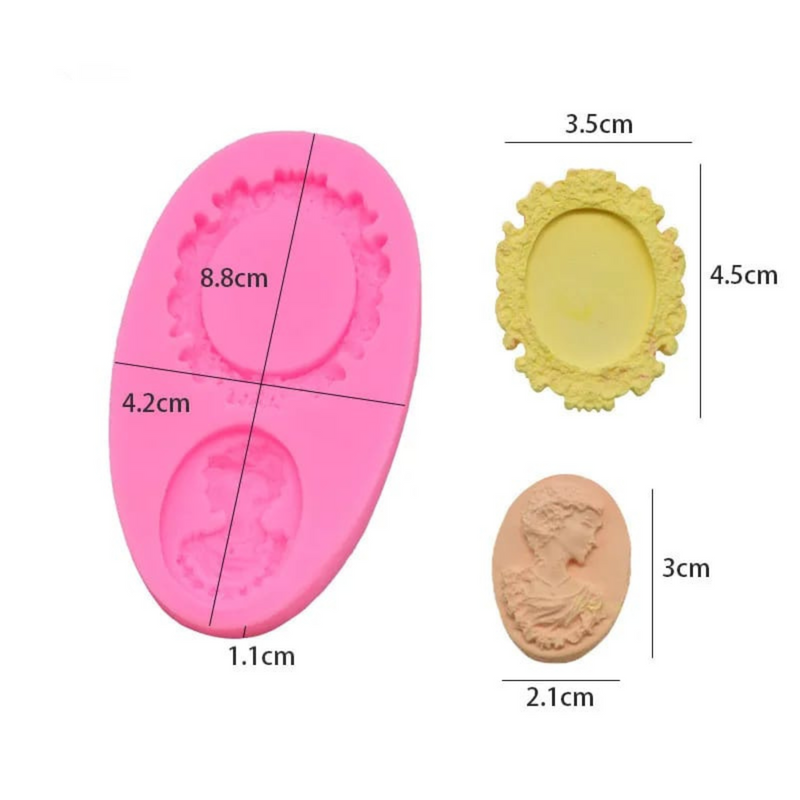Molde de Silicone Com Moldura Camafeu Biscuit e Confeitaria