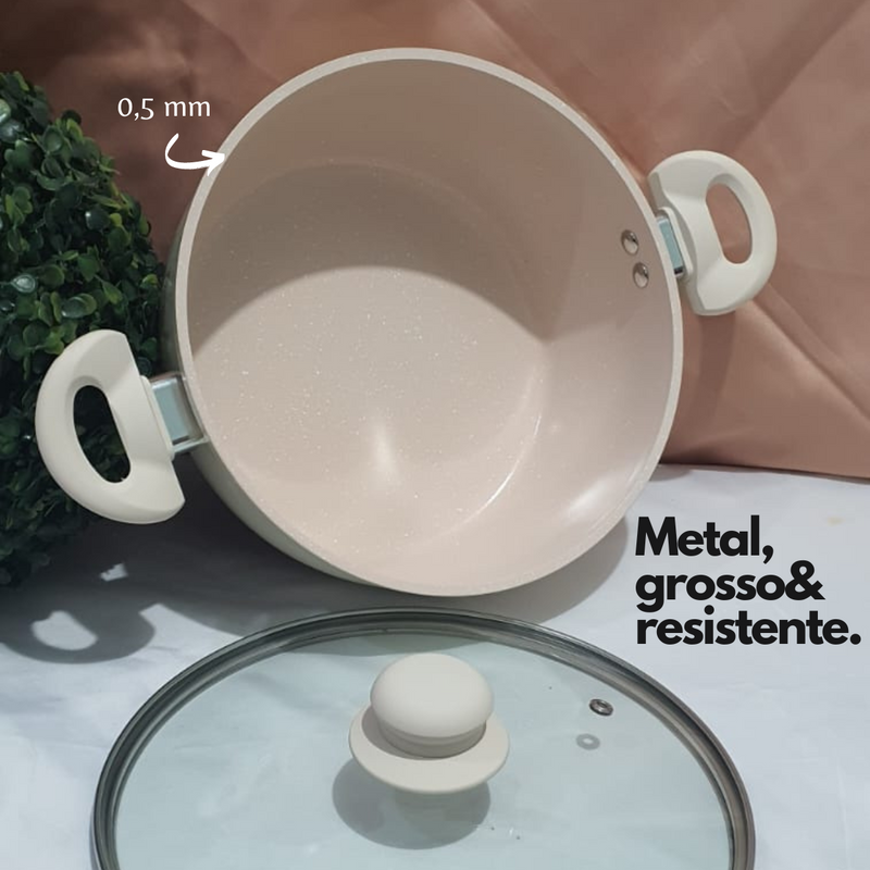 Jogo 5 Pçs de Panelas PREMIUM Revestimento Cerâmica Indução
