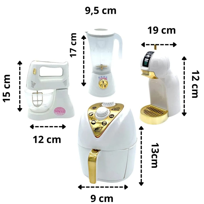 Brinquedos Air Fryer, Batedeira, Cafeteira, Micro-Ondas e Liquidificador