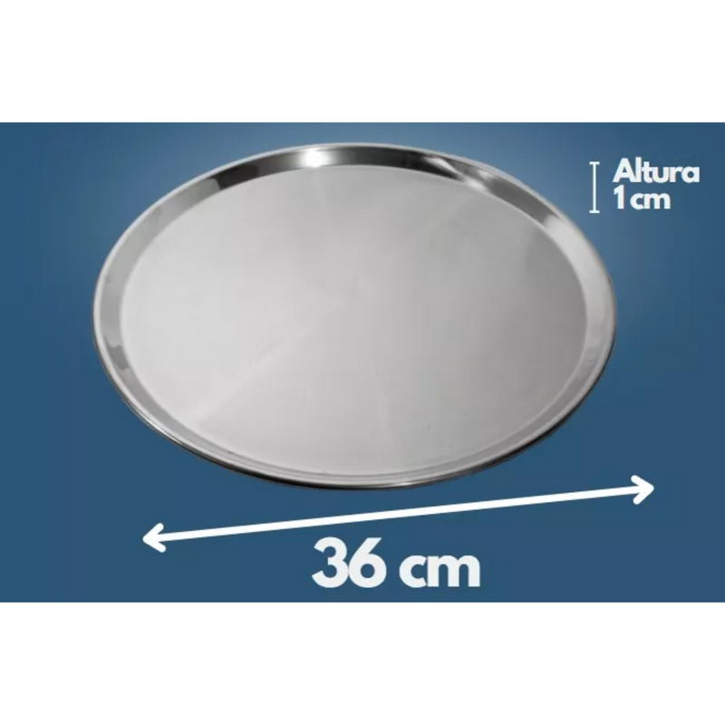 Bandeja Redonda de Aço Inoxidável - Ke Home 36cm
