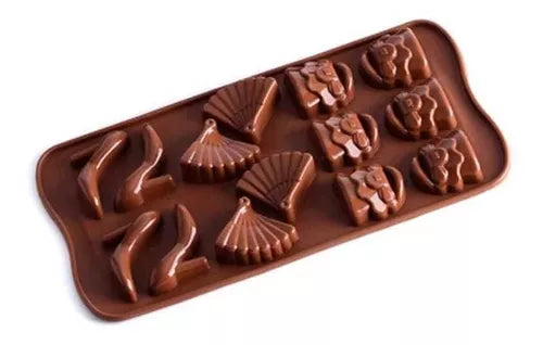 Moldes de Silicone Formato de Salto Leque e Bolsa