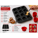 Forma 12 Cav + Forminhas Silicone Empada Pão Queijo Pudim