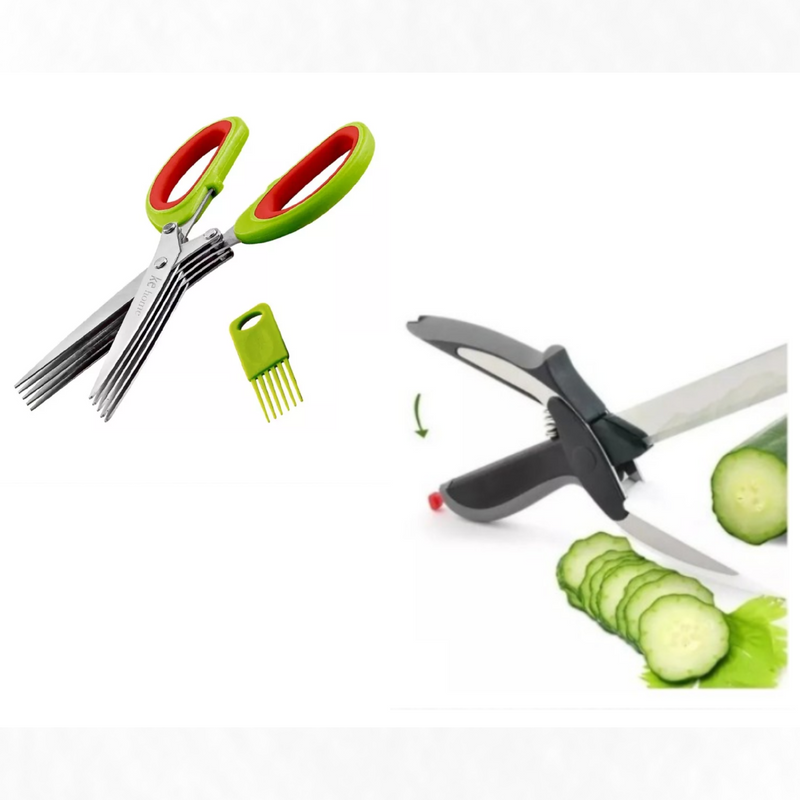 Tesoura de Tábua + Tesoura 5 Lâminas Aço Inoxidável