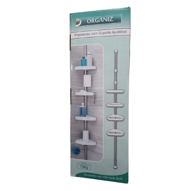 Suporte Banheiro Com Prateleira Ajustável Aço Inox