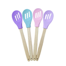 Colher Vazada Com Cabo de Madeira e Ponta de Silicone