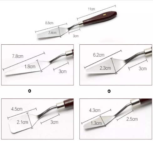Kit Com 5 Espátulas Para Pintura e Artesanato Vários Tamanhos