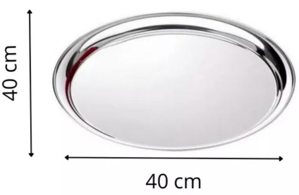 10 Bandejas 40 Cm Redondas de Aço Inoxidável Para Garçom
