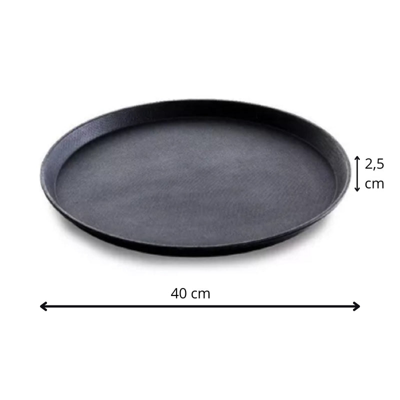 10 Bandejas 40 Cm Garçom Redonda Emborrachada Antiderrapante