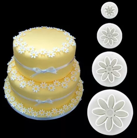Cortador Ejetor Margarida 4 Peças para Pasta Americana ou Biscuit