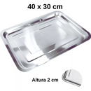 Bandeja Aço Inox Retangular Rasa Servir Multi Uso 40 X 30 Cm