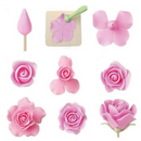 Kit Cortador de Flores Rosas 5 Pétalas 7 Tamanhos Massas Pastas Bolos Confeitaria