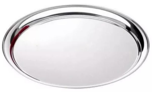 10 Bandejas 40 Cm Redondas de Aço Inoxidável Para Garçom