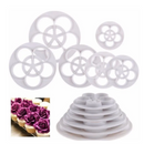 Kit Cortador de Flores Rosas 5 Pétalas 7 Tamanhos Massas Pastas Bolos Confeitaria