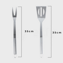 Kit Churrasco 7 Pçs Inox Garfo Espátula Pegador Espeto Com Estojo