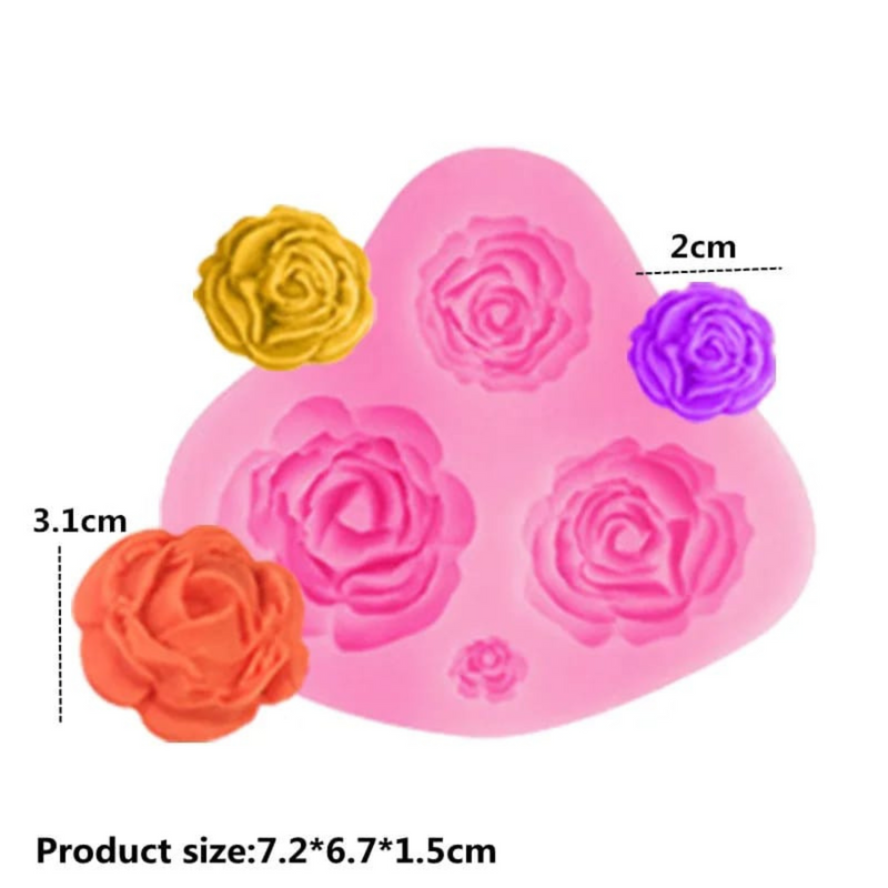 Molde de Rosas 4 Tamanhos Silicone Pasta Americana Biscuit