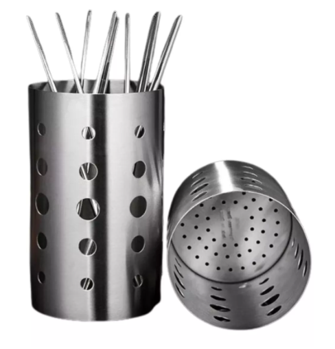 2 Porta Talher Escorredor Aço Inox Vazado Cozinha