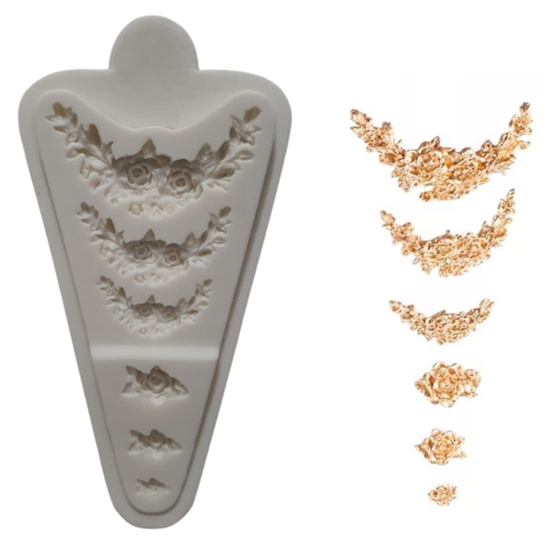 Molde Silicone Guirlandas Arabesco Flores Babado 6 Tamanhos
