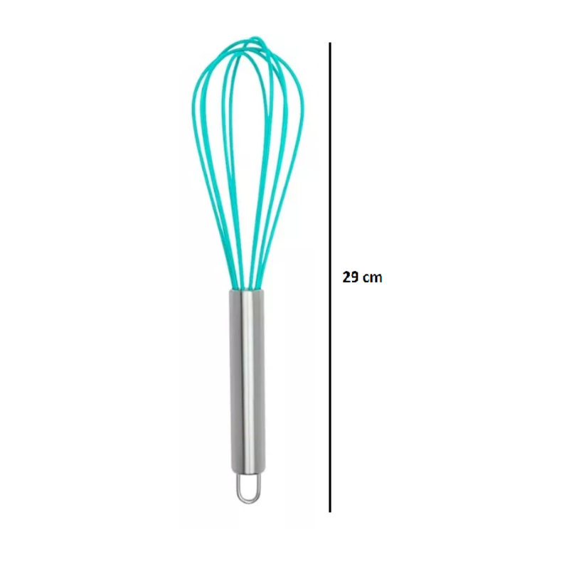 Fouet Batedor 29 Cm Inox Silicone Ovos Massas Bolos Cremes