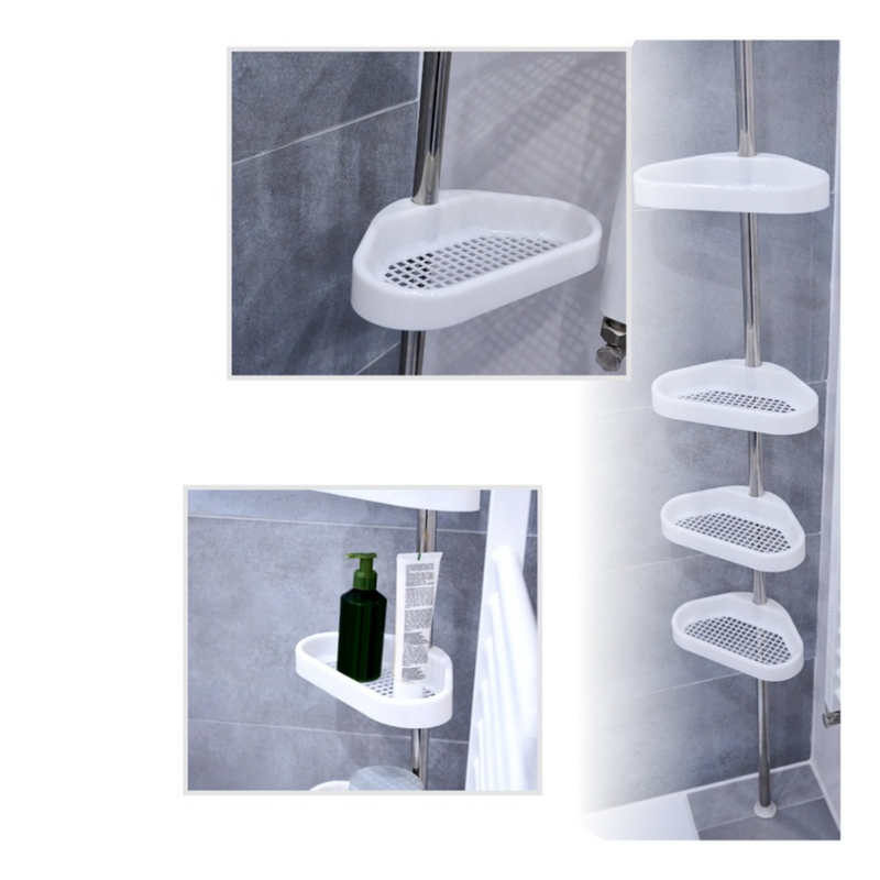 Suporte Banheiro Com Prateleira Ajustável Aço Inox