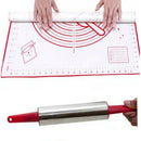 Tapete Culinário de Silicone + Rolo de Aço Inox