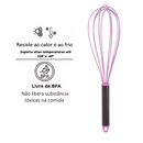 Fouet Batedor 29 Cm Inox Silicone Ovos Massas Bolos Cremes
