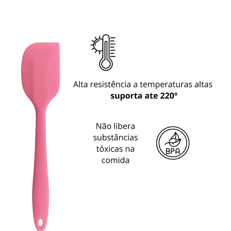 5 Espátulas 27 Cm Pão Duro Silicone Maciço Reforçada