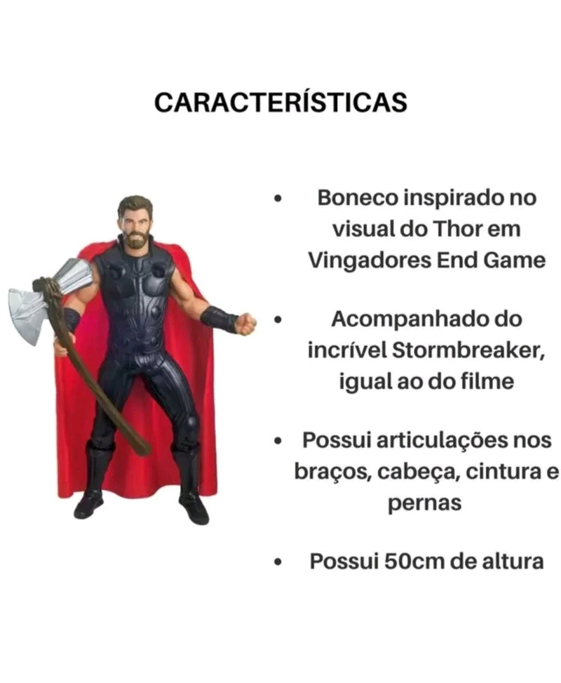 Boneco 50 Cm Thor Endgame Articulado Brinquedo - Ref. 567